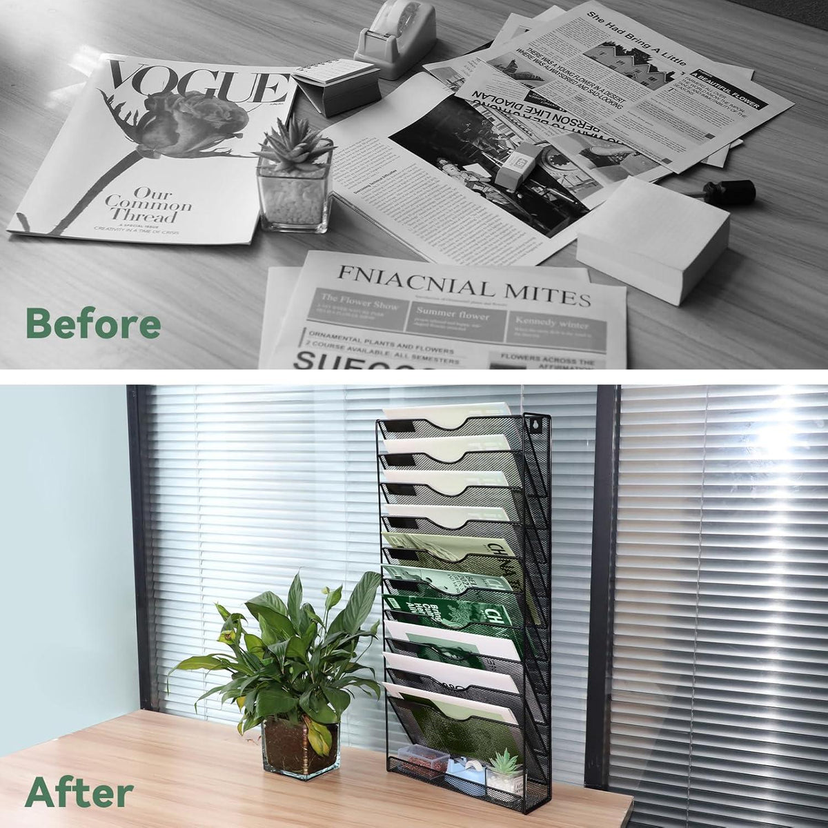 Zeitschriftensammler Wandmontage Mental Mesh Organizer Büro Zuhause