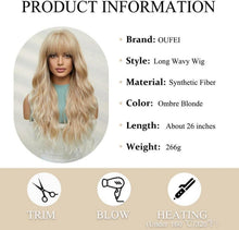 Lange Gewellt Blonde Synthetische Perücke Hitzebeständig für