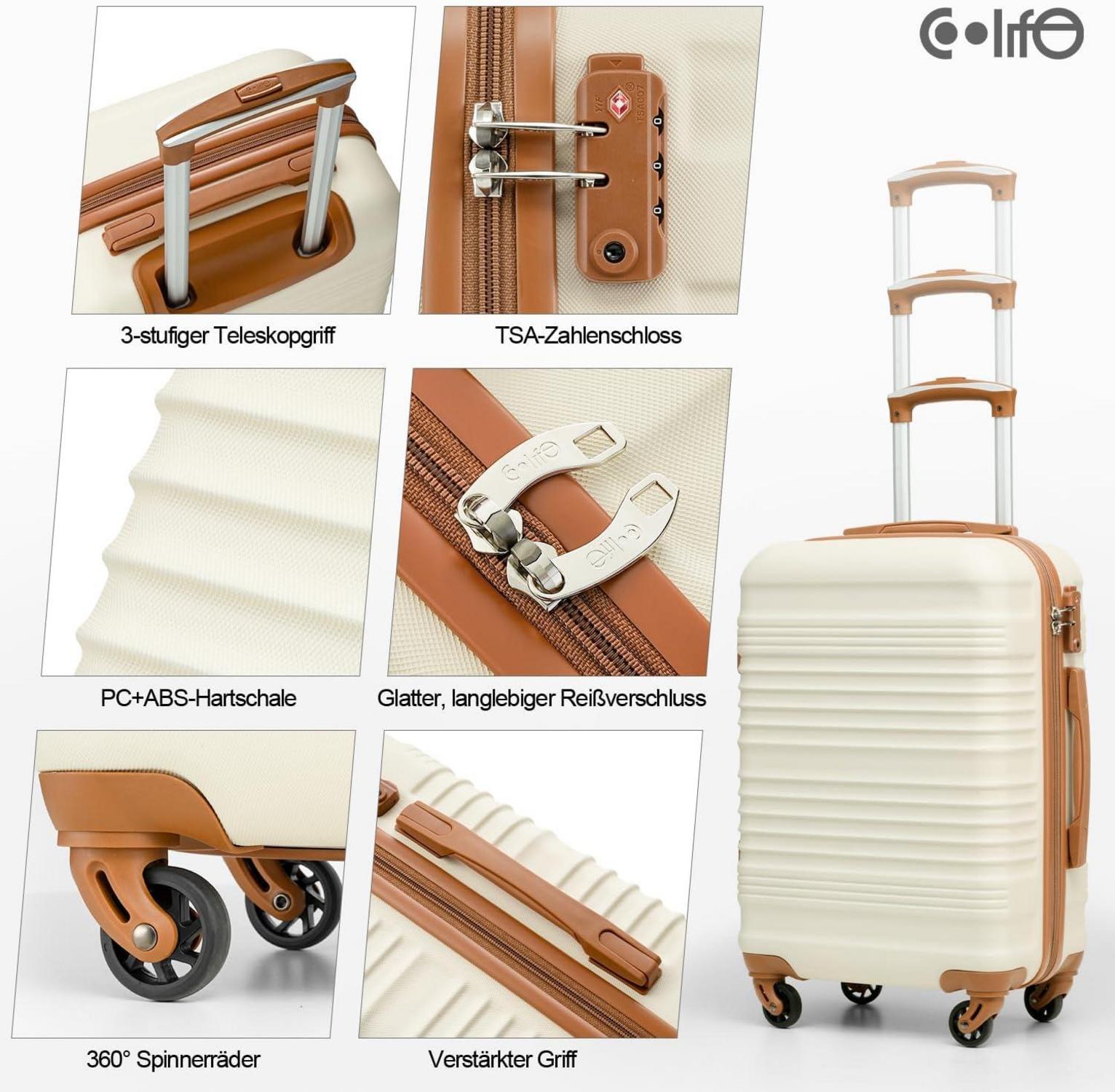 Koffer-Set ABS Hartschale Reisekoffer 4 Rollen TSA-Schloss