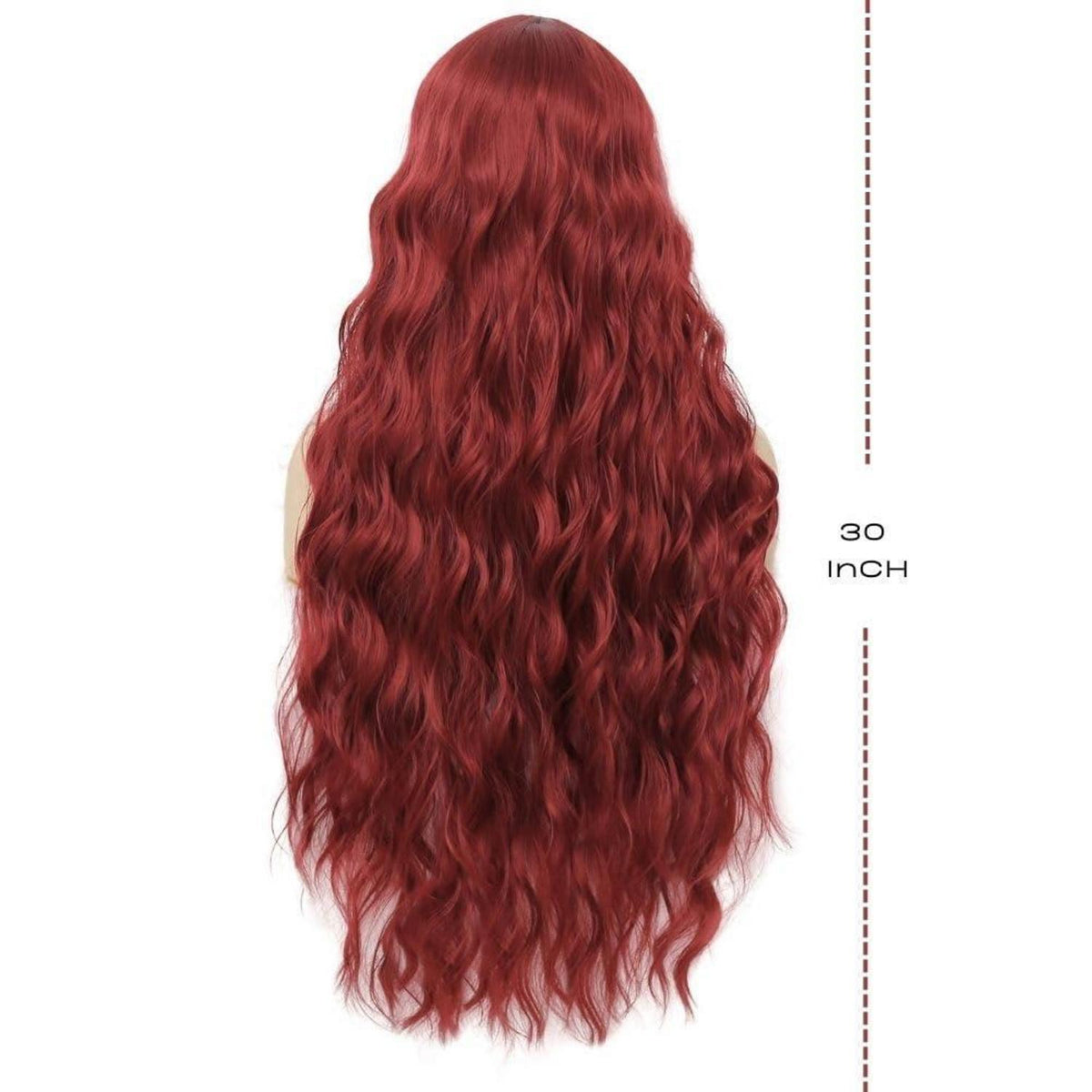 Rote lange lockige Damenperücke – Synthetische Faser, verstellbar
