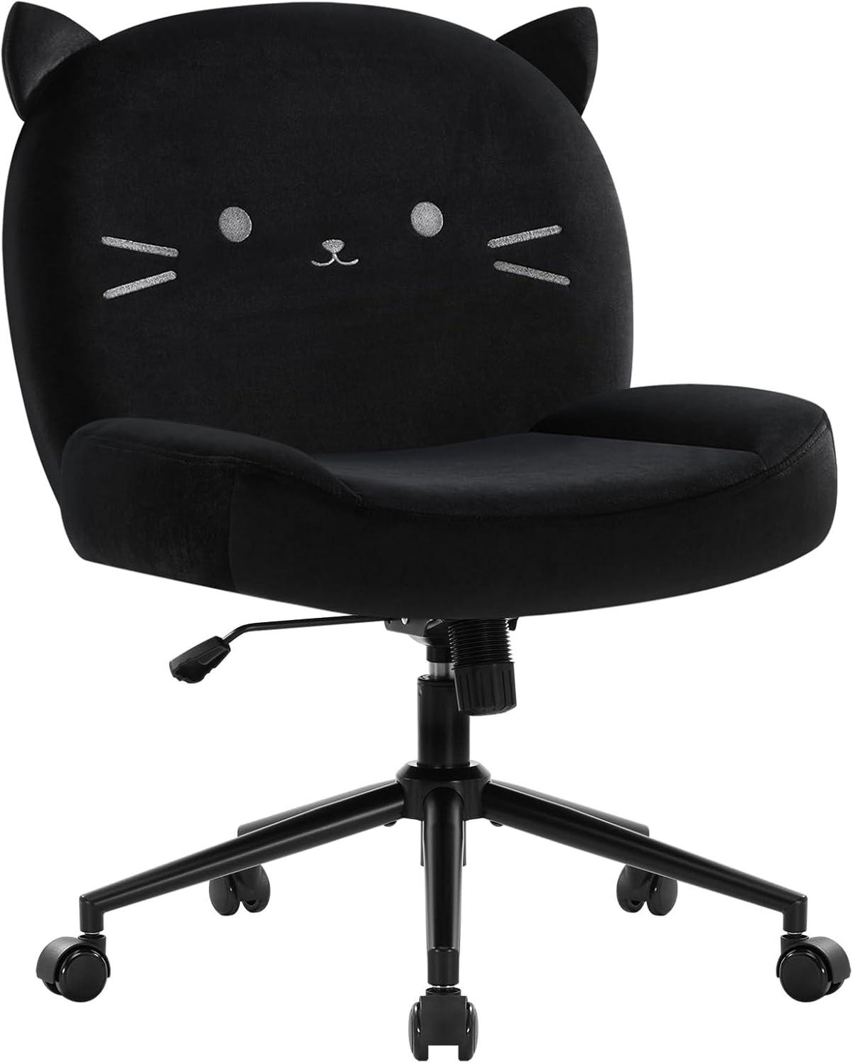 Bürostuhl ohne Armlehnen, Höhenverstellbar Drehstuhl mit Rollen, Ergonomischer Stuhl
