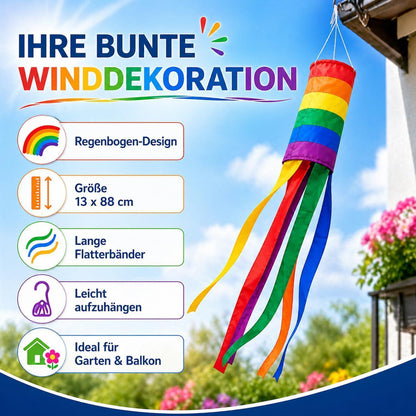 Regenbogen Windsack – Garten & Balkon Dekoration 88cm