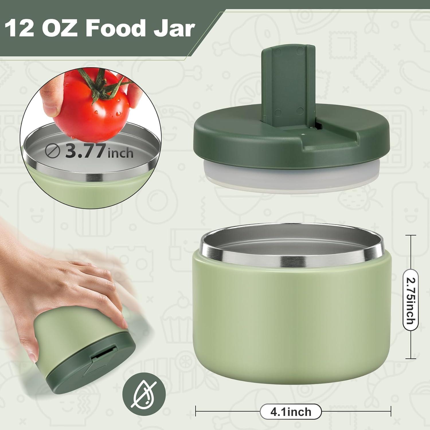 Thermobehälter aus Edelstahl 350ml Kinder Lunchbox grün auslaufsicher warmhalten