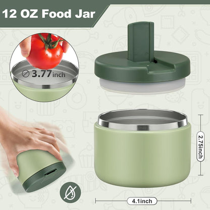 Thermobehälter aus Edelstahl 350ml Kinder Lunchbox grün auslaufsicher warmhalten
