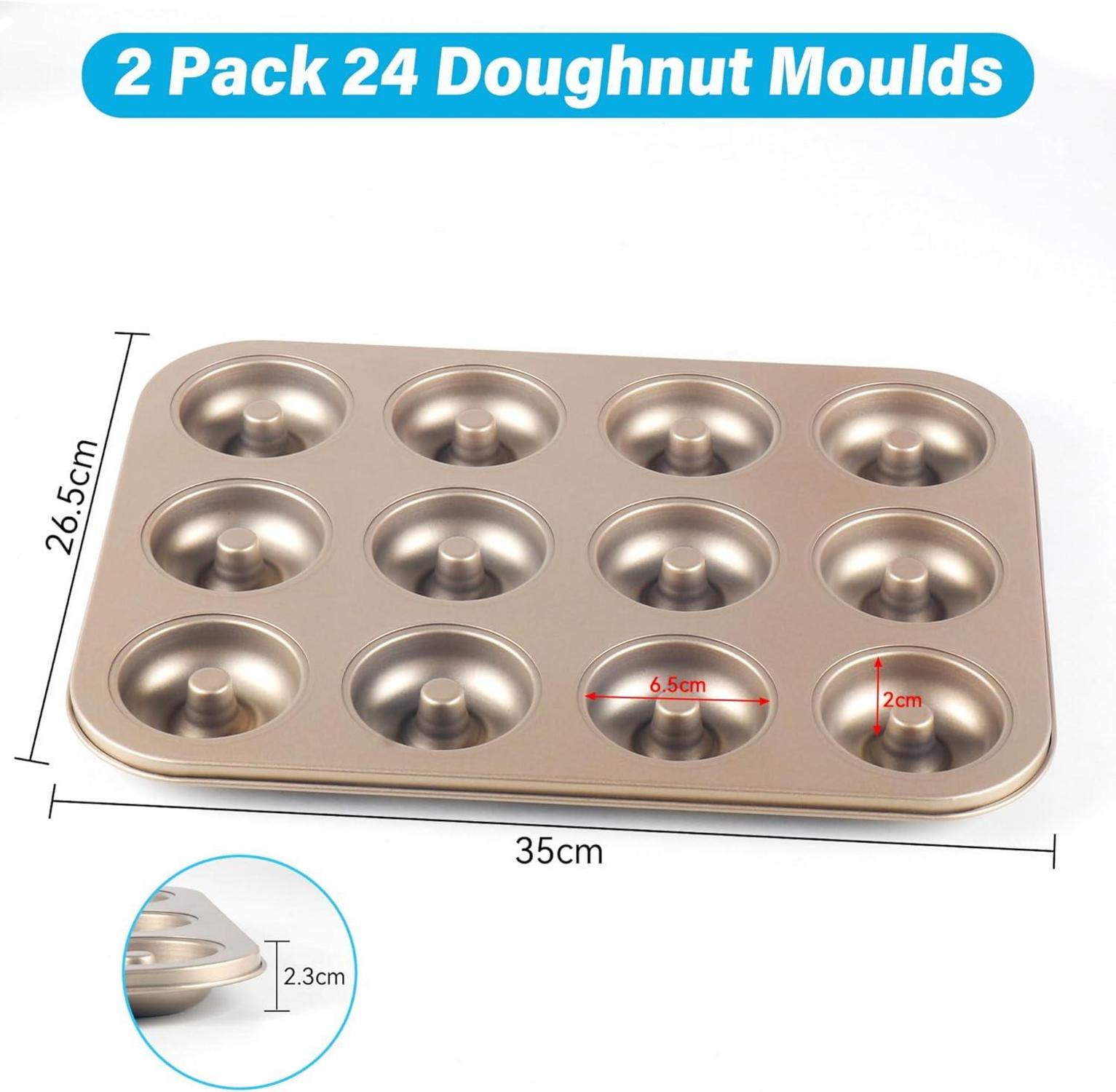 Donut Backform 2er Set 24 Mulden Antihaft Rund & Herzform Ø6.4cm