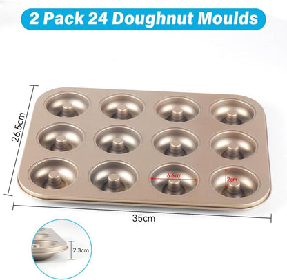 Donut Backform 2er Set 24 Mulden Antihaft Rund & Herzform Ø6.4cm