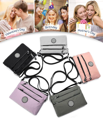 Umhängetasche Damen Nylon Wasserdicht Crossbody Bag Schwarz