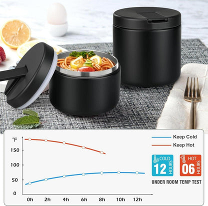 Thermobehälter 560ml Edelstahl Kinder Lunchbox Isolierung Weithals Schwarz