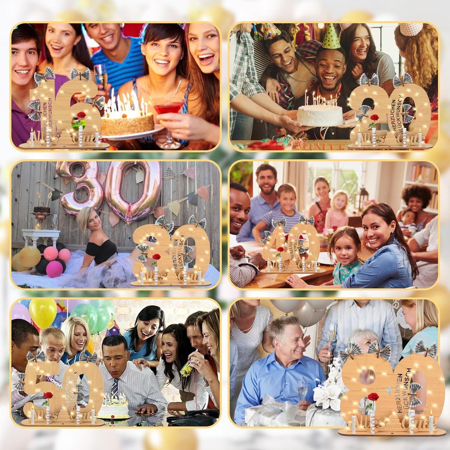 60. Geburtstag Geschenk LED Gästebuch Holz Geldgeschenk in