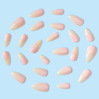 24 Stück Gradient Nude Kunstnägel Oval Glossy Pink Fake