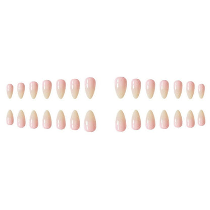 24 Stück Gradient Nude Kunstnägel Oval Glossy Pink Fake