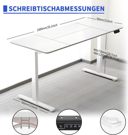 Höhenverstellbarer Schreibtisch Elektrisch 140x60cm Ergonomisch