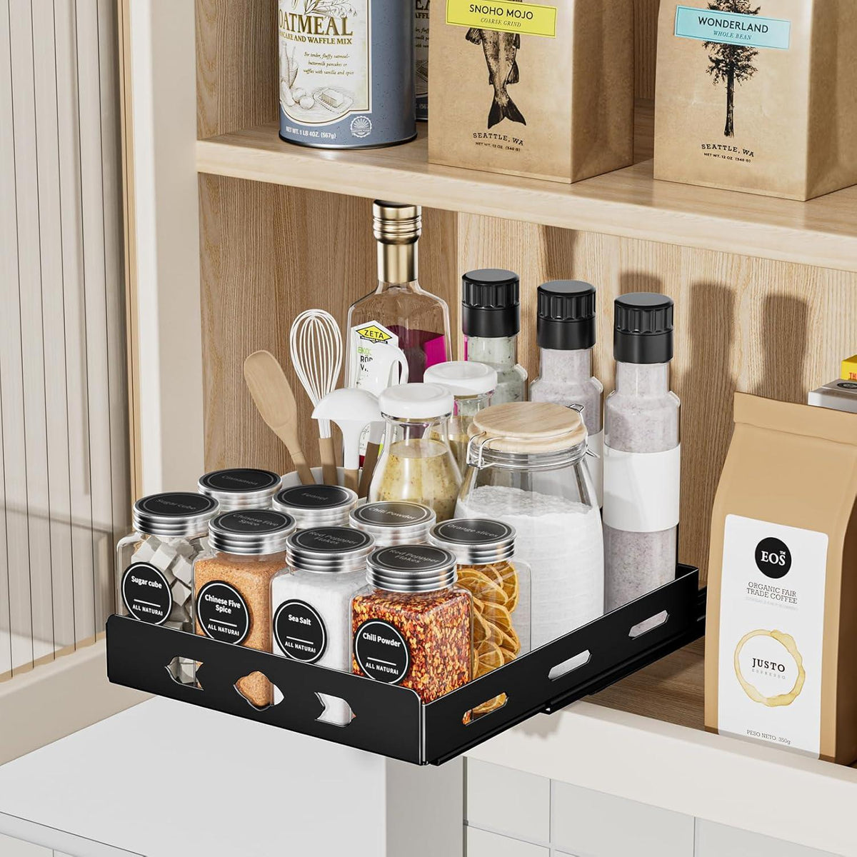 Gewürzregal Ausziehbarer Schrank Organizer Küche B21.3*L26.8H7.2CM
