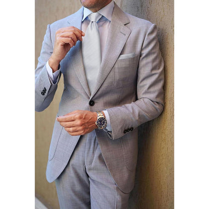 Herren Krawatte mit Einstecktuch Set, Silbergrau, Elegant