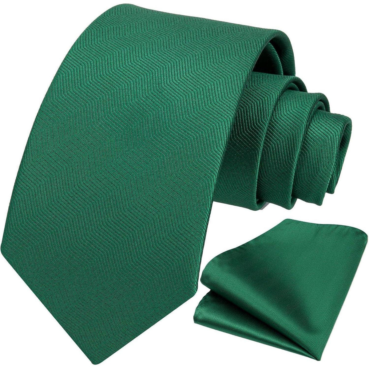 Herren Krawatten Set mit Einstecktuch, Grün, Elegant