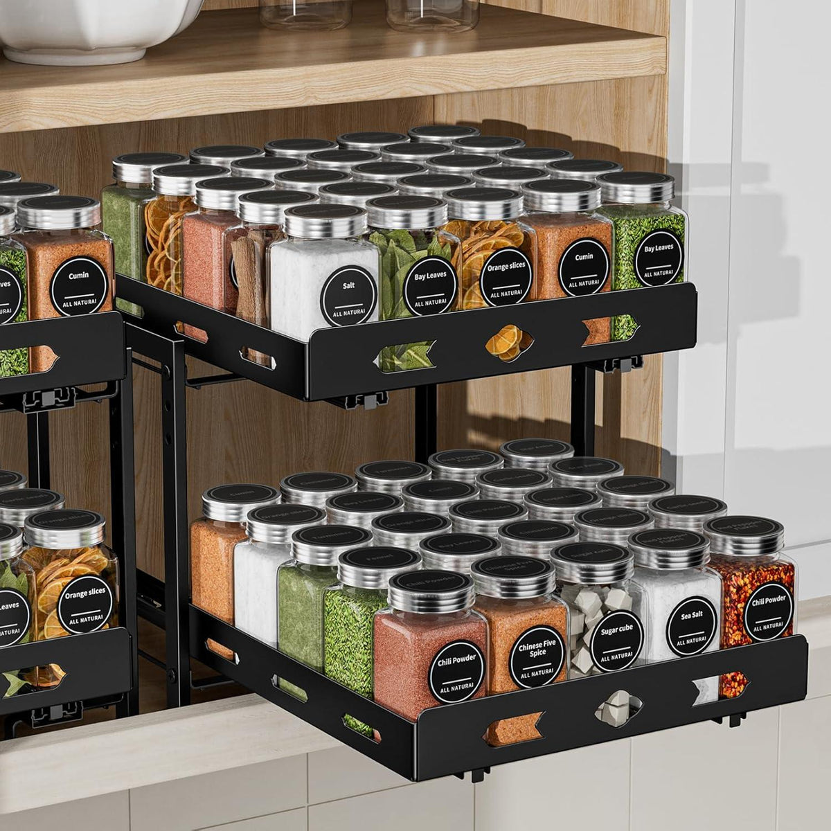 Ausziehbares Gewürzregal 2 Etagen verstellbar 29.8x27.5x23.2cm