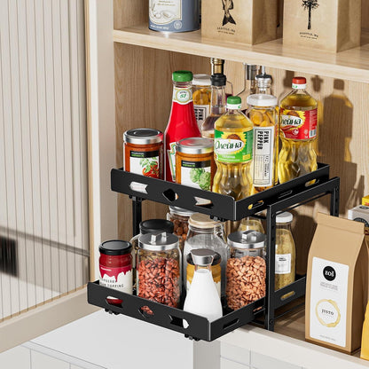 Gewürzregal Schrank Ausziehbar 2 Etagen Höhenverstellbar 29.8x27.5x23.2cm