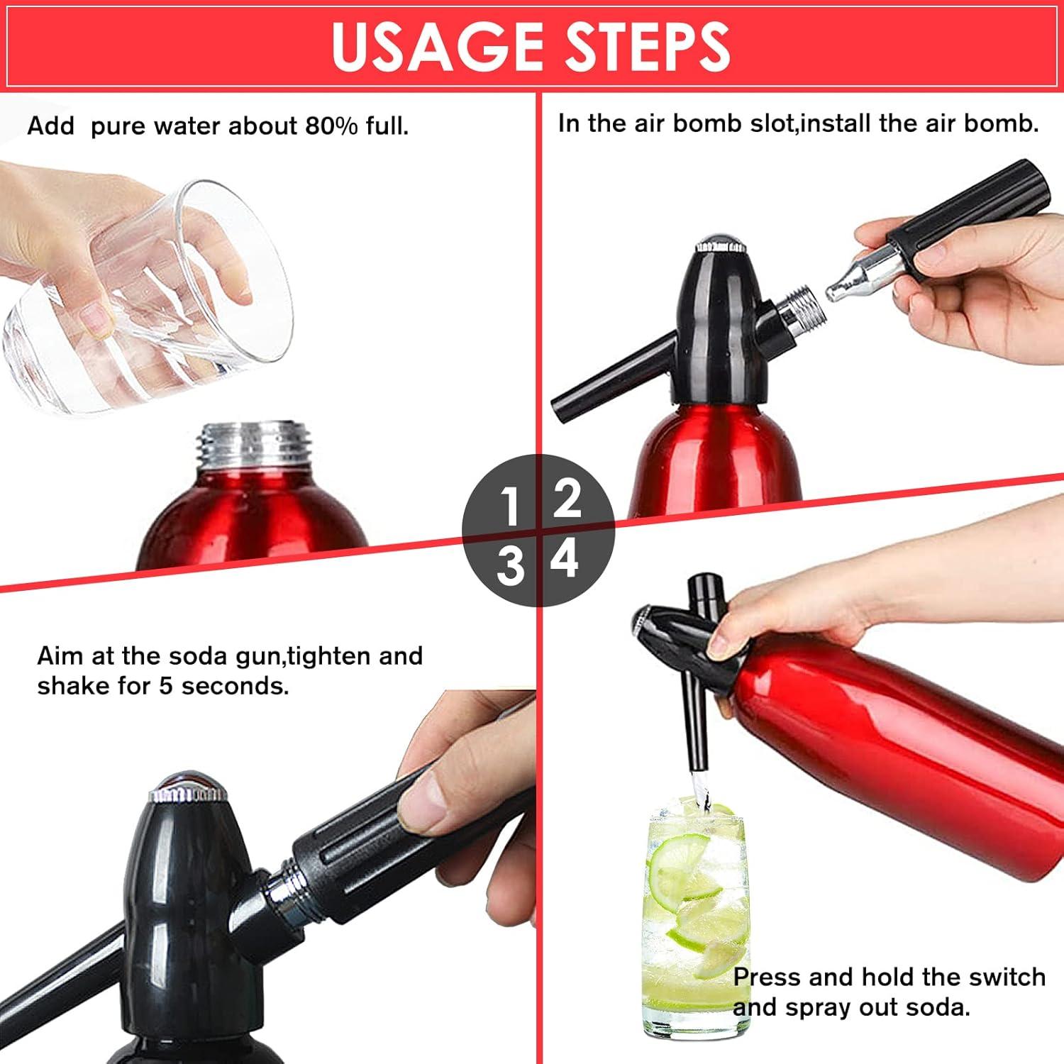 Soda Wassersprudler 1L mit Druckregler Aluminium Sprudelwasserbereiter