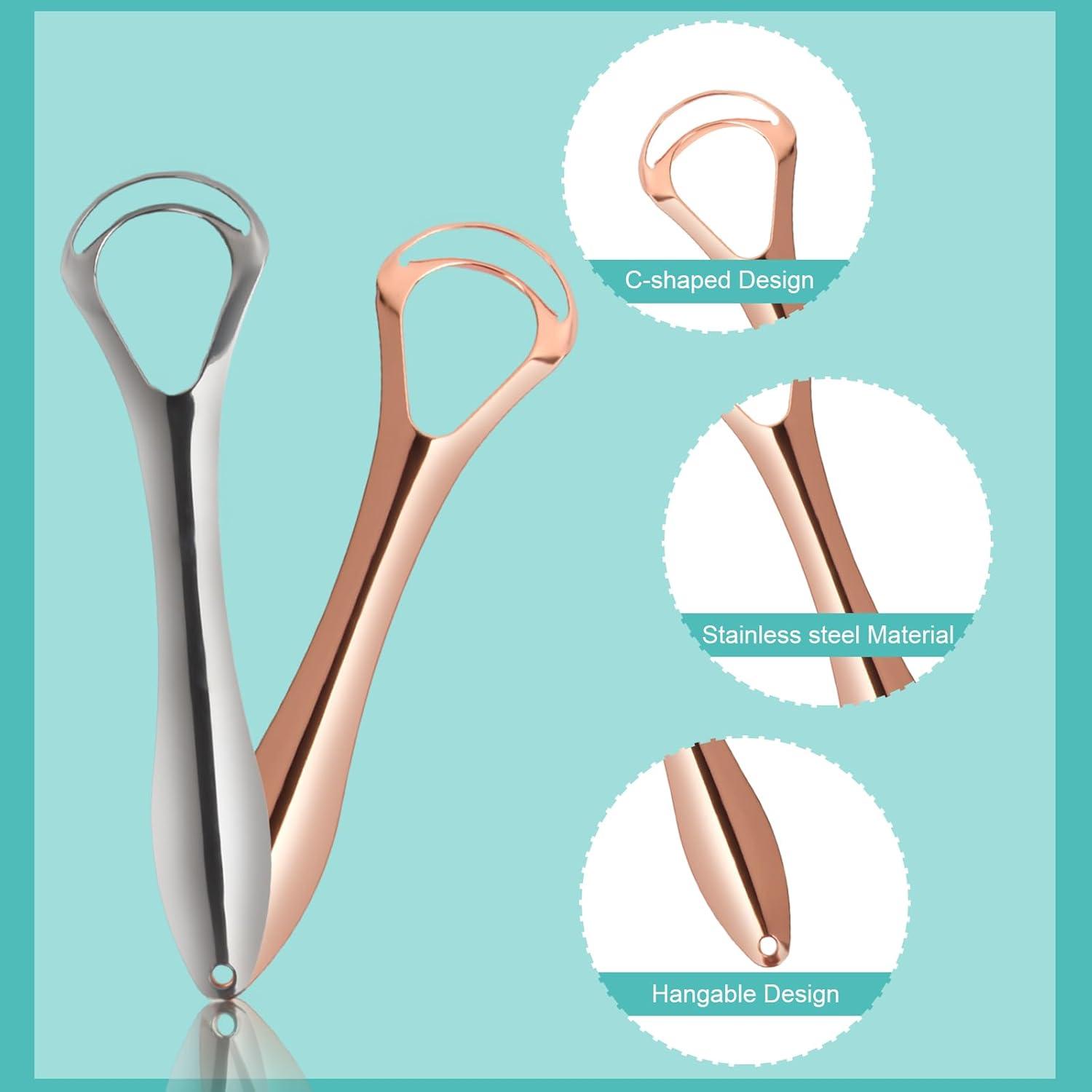 Zungenschaber Set Edelstahl Zungenreiniger Mundgeruch Mundhygiene
