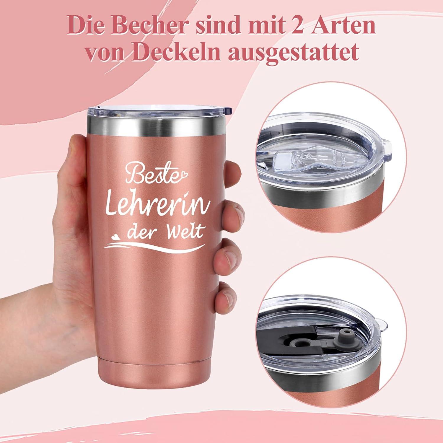 Lehrerin Abschiedsgeschenk Thermobecher Dankeschön 600ml Roségold