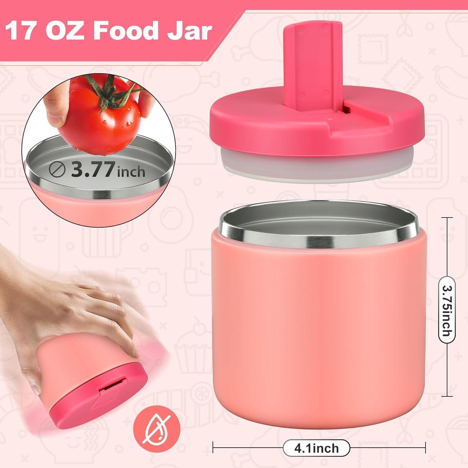 Thermobehälter Edelstahl 560ml Kinder Lunchbehälter auslaufsicher Weithals Isolierung Rose