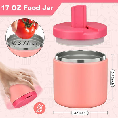 Thermobehälter Edelstahl 560ml Kinder Lunchbehälter auslaufsicher Weithals Isolierung Rose