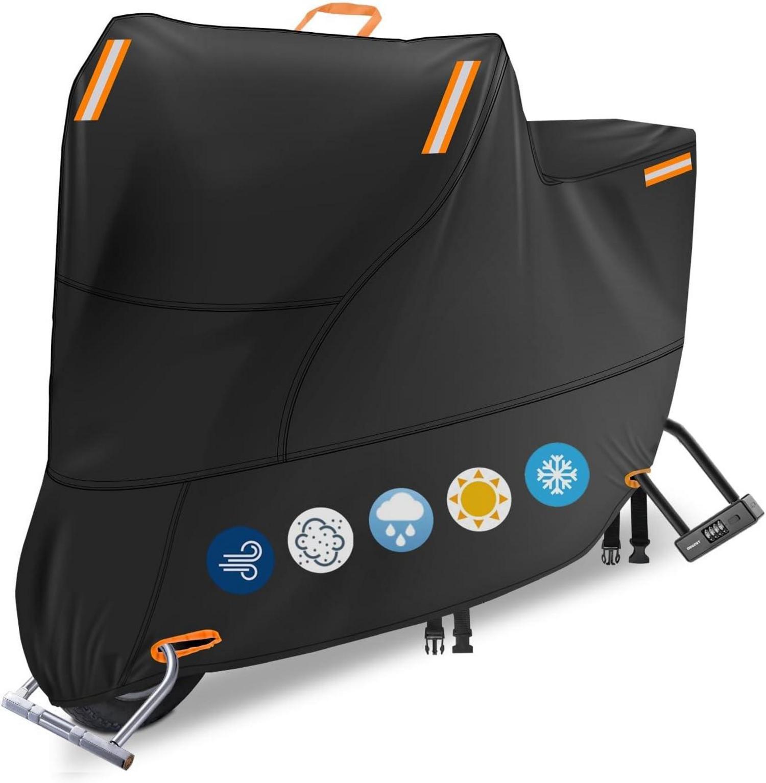 Motorradabdeckung 600D Wasserdicht mit Reflektierenden Streifen