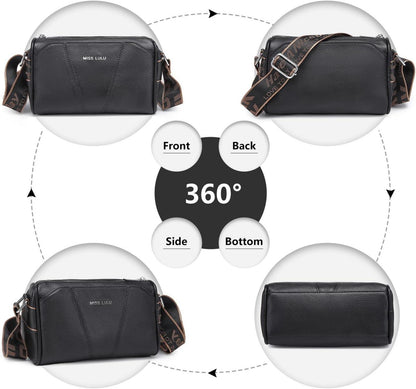 Crossbody Bag aus echtem Leder mit breitem Schultergurt
