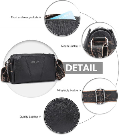 Crossbody Bag Damen Umhängetasche Echtes Leder Breiter Gurt Reise Einkaufen