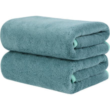2er Pack Mikrofaser Handtuch Haare 50x100cm Grün Flauschig