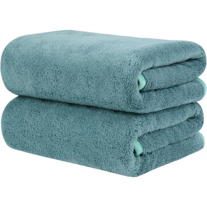 2er Pack Mikrofaser Handtuch Haare 50x100cm Grün Flauschig
