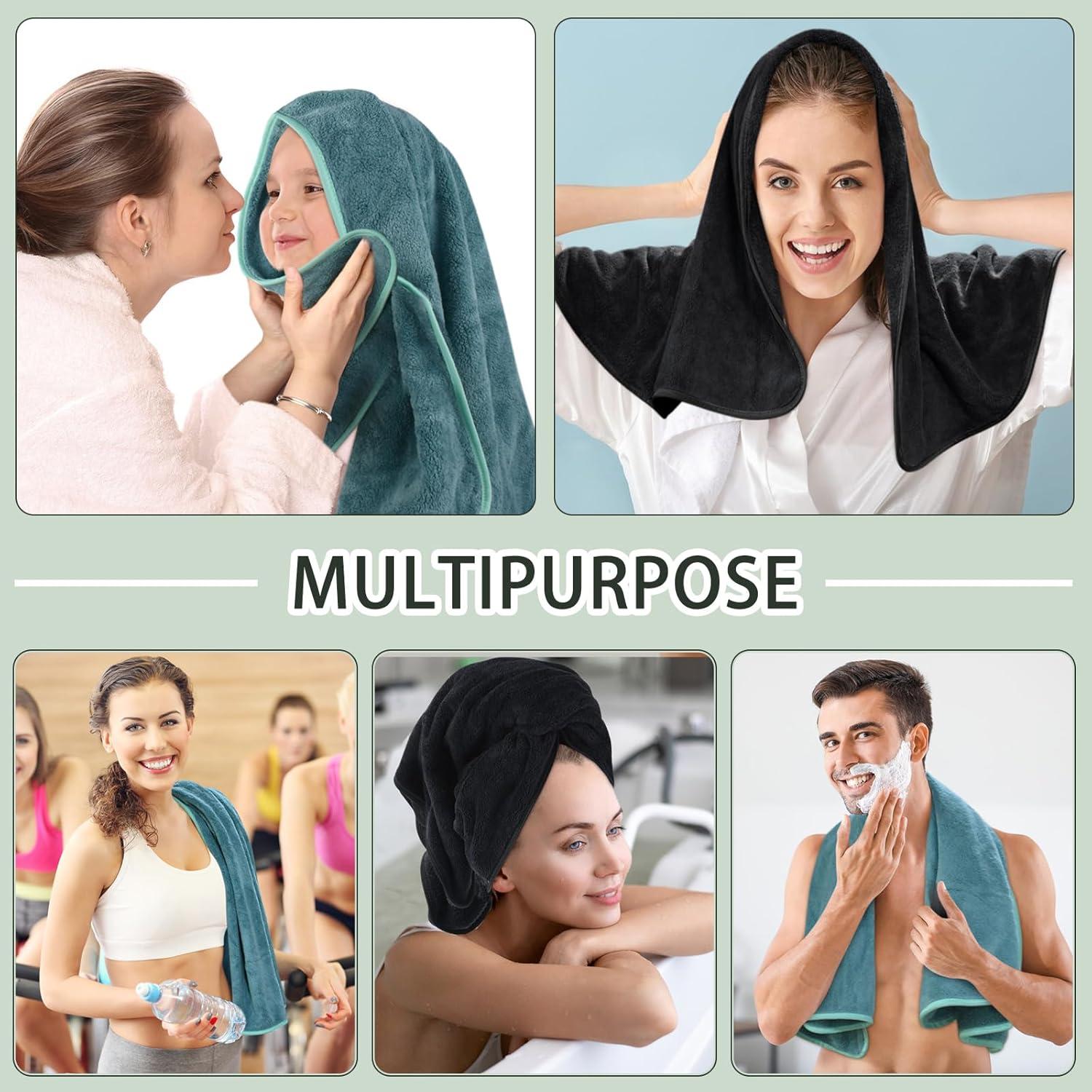 2er Pack Mikrofaser Handtuch Haare 50x100cm Grün Saugstark