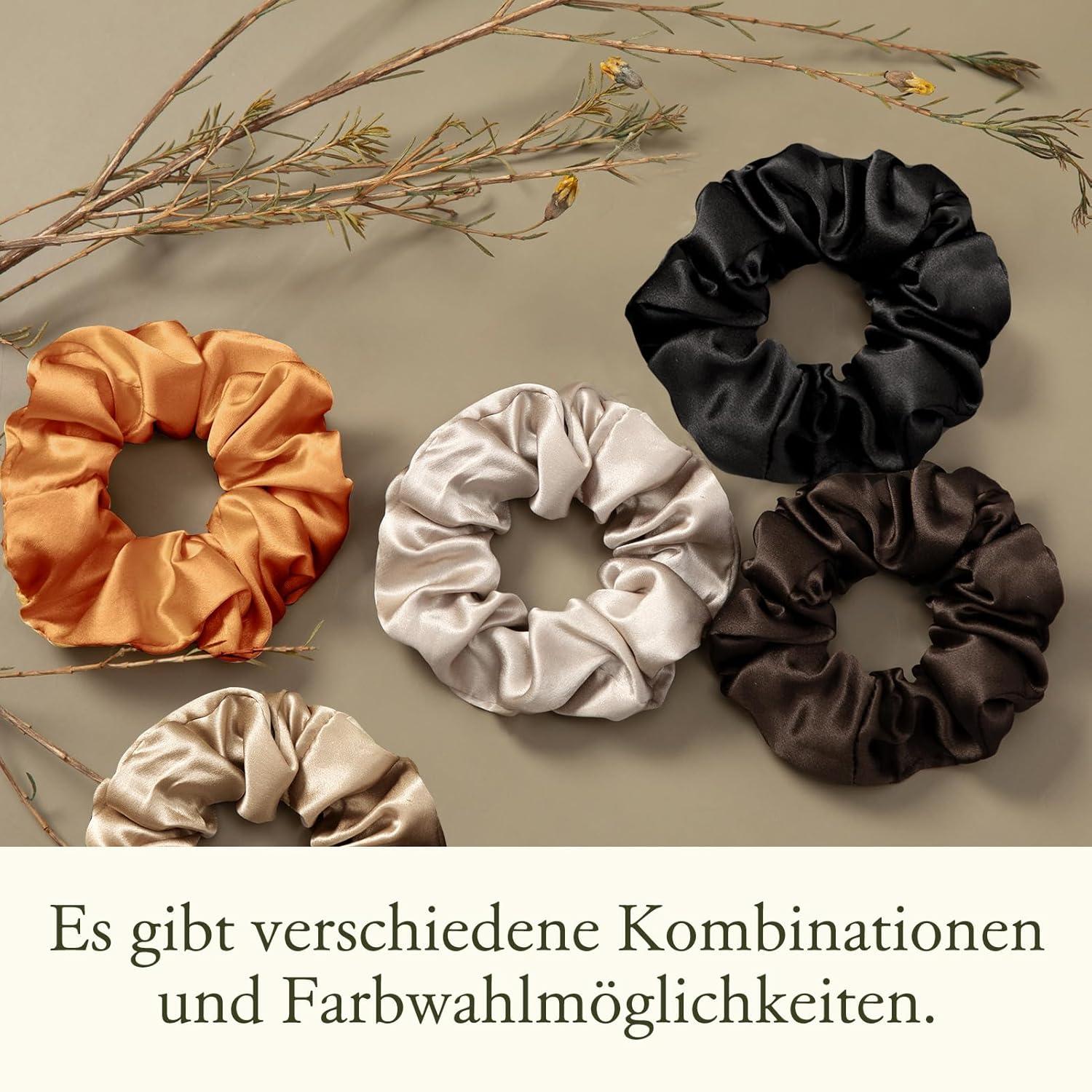 100% Seide Haargummis Damen Pferdeschwanzhalter Schokolade 2er Pack