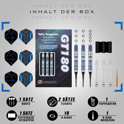 WIN.MAX Dartpfeile 90% Tungsten 3 Stück 16-28g Profi Darts