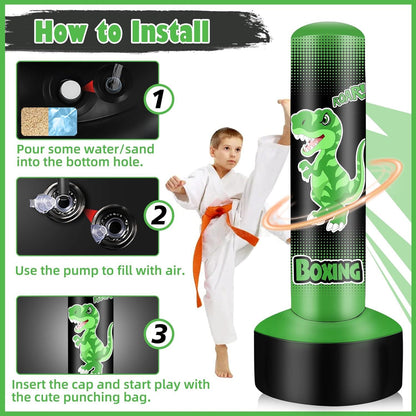 Aufblasbarer Boxsack Kinder 165cm Boxhandschuhen MMA Karate Taekwondo