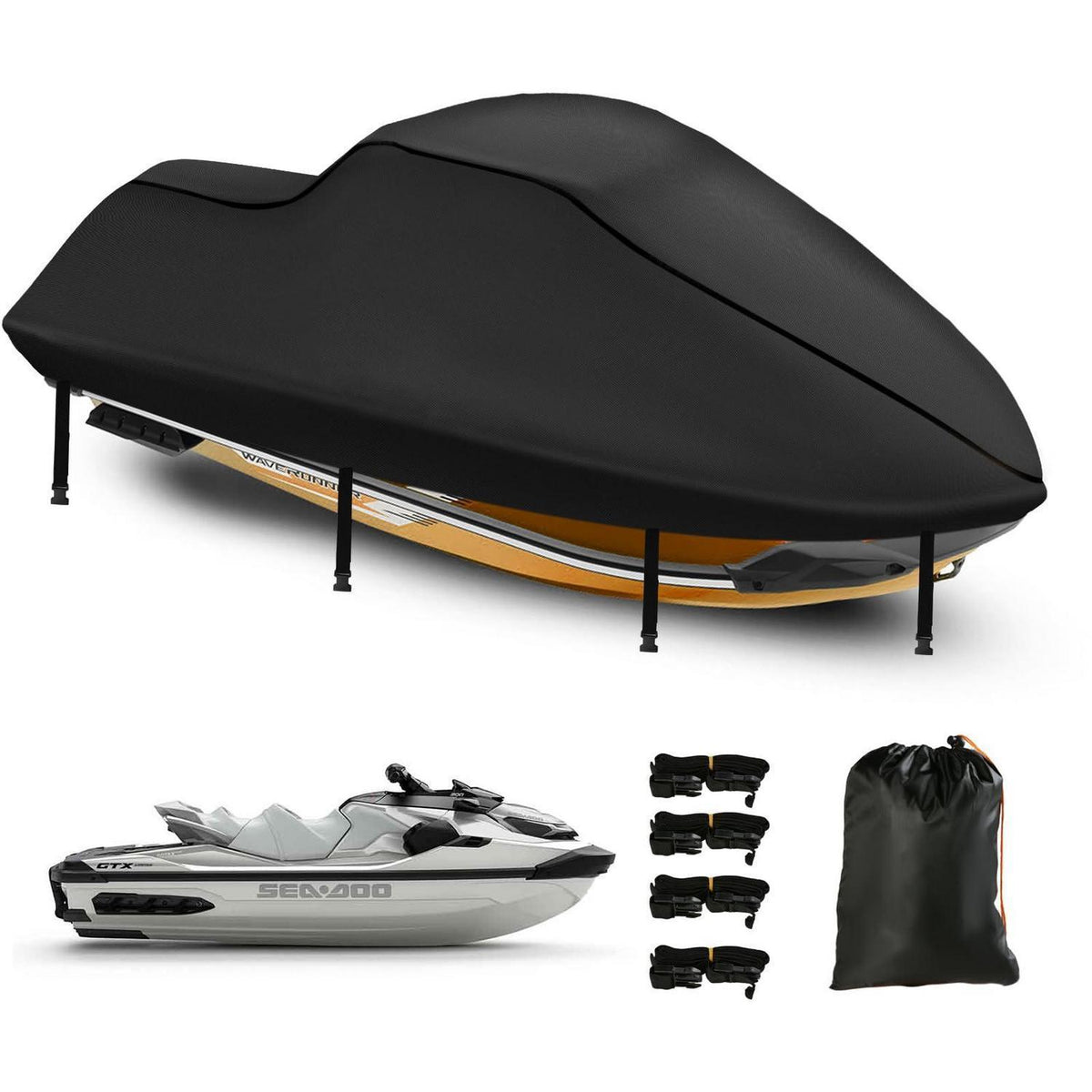 Wasserdichte Jetski Abdeckung 320-343cm mit Belüftung & Schnallen