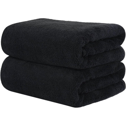 2er Pack Mikrofaser Handtuch Haare 50x100cm Schwarz