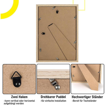 Bilderrahmen DIN A4 MDF Acrylglas-holz Aufhängen Aufstellen