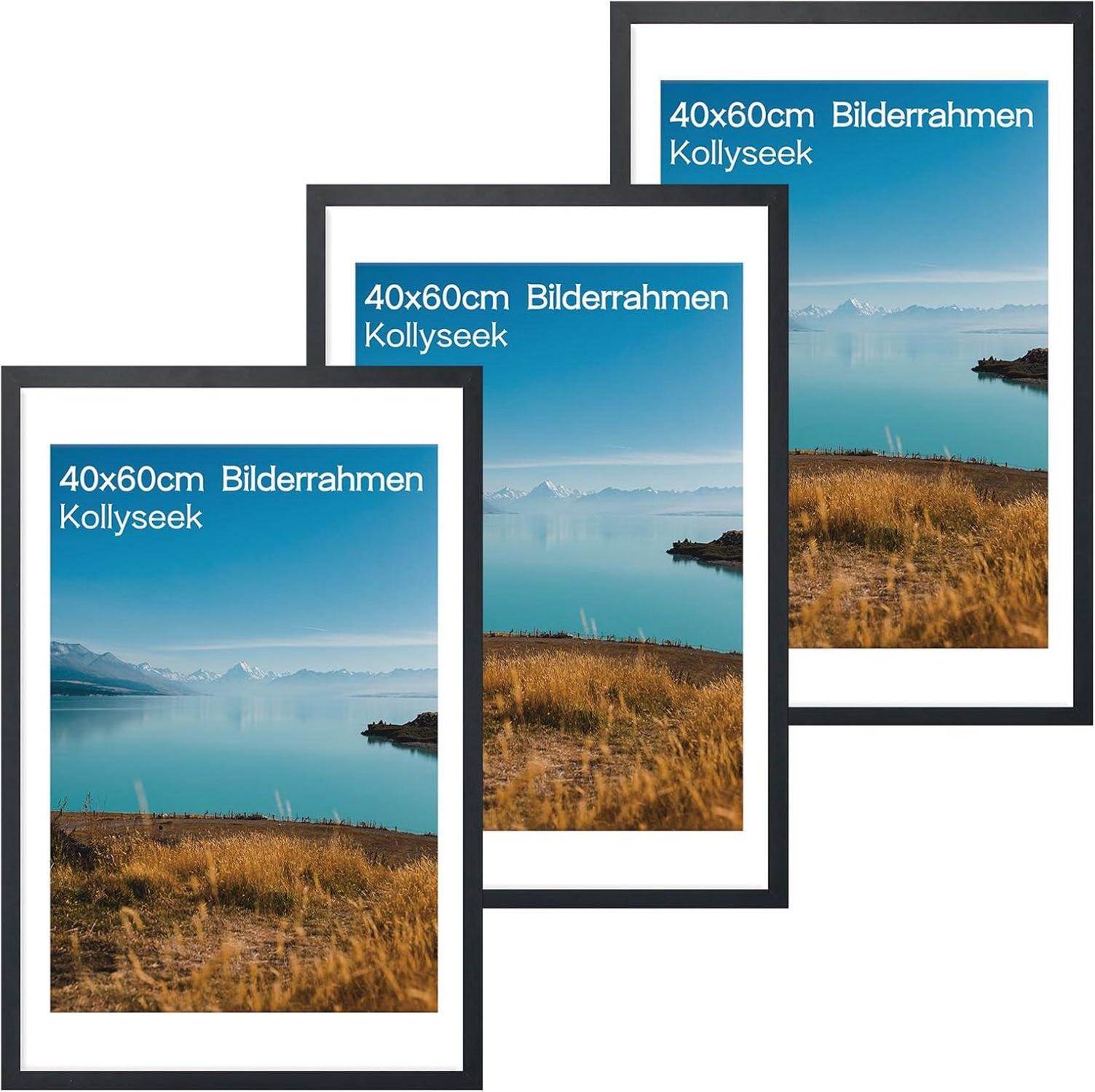 Bilderrahmen Set Acrylglas Schwarz MDF 40x60cm 3er