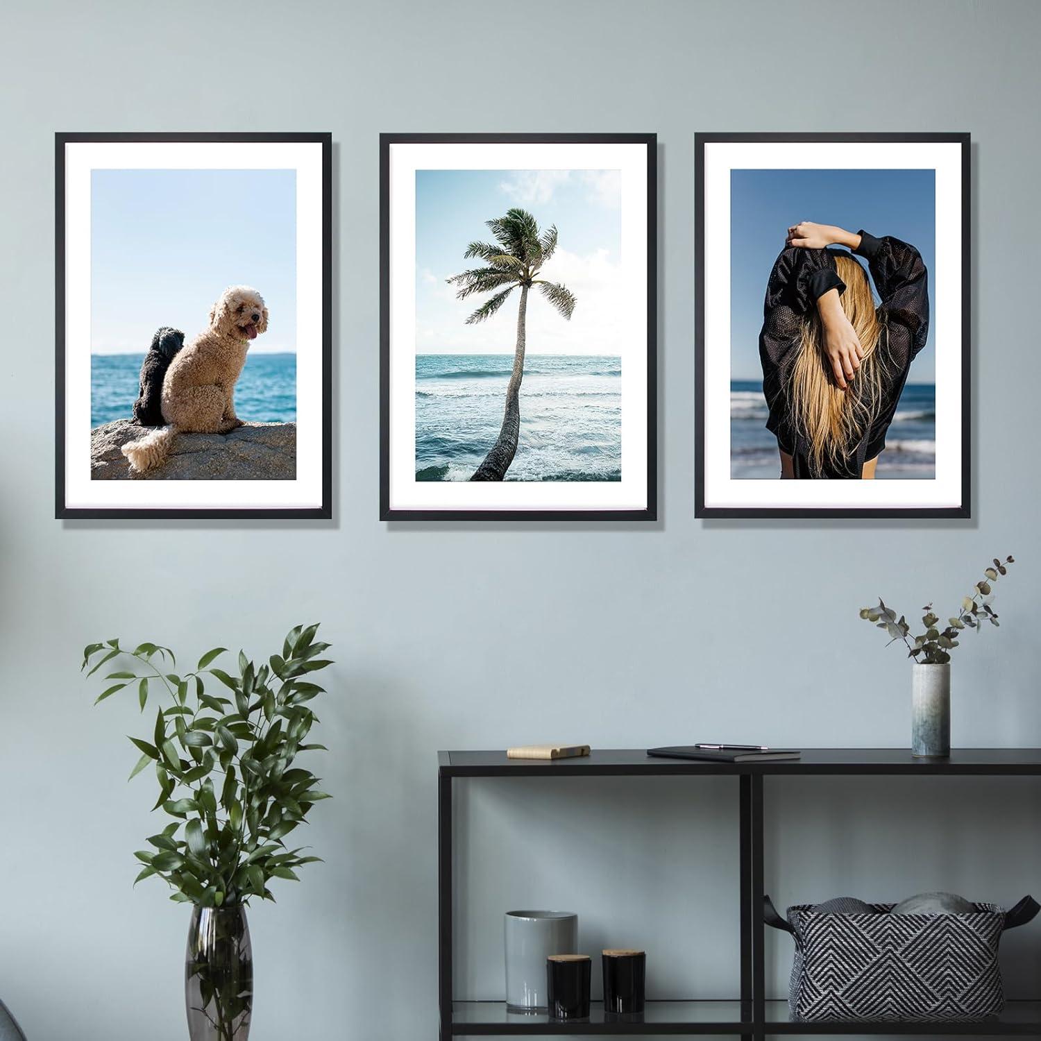 Bilderrahmen 40x60 cm MDF Acrylglas Schwarz Wohnzimmer 3er Set
