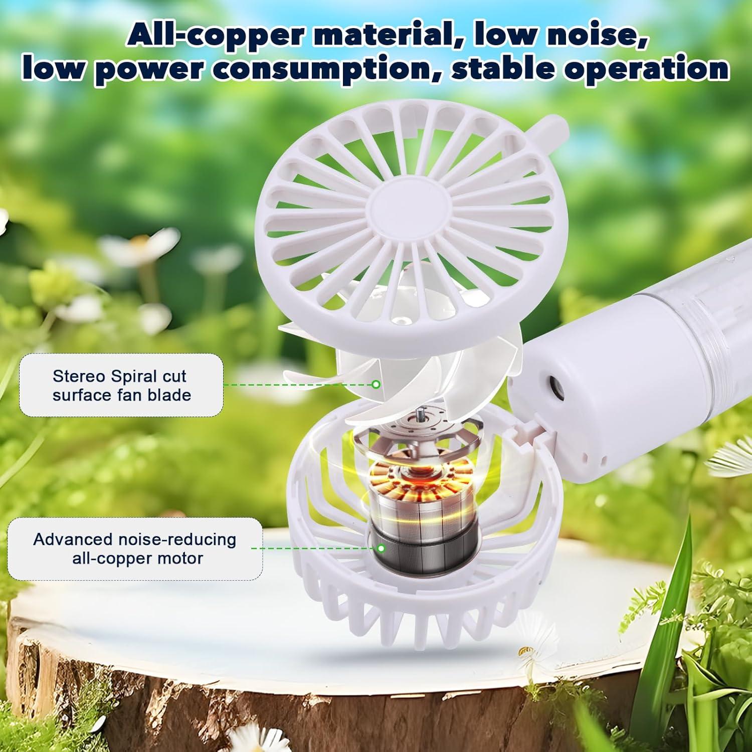 Mini Ventilator mit Wassernebel 4000mAh USB Tragbar Büro Reise Camping
