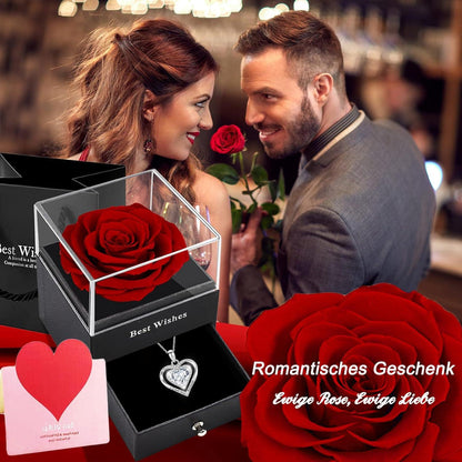 Ewige Rose Geschenkbox mit Halskette für Frauen - Valentinstag Muttertag