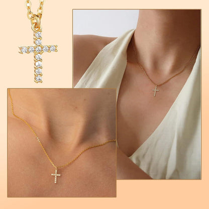 Lilbitty Kreuz Diamant Kette 14K Gold Layered Damen