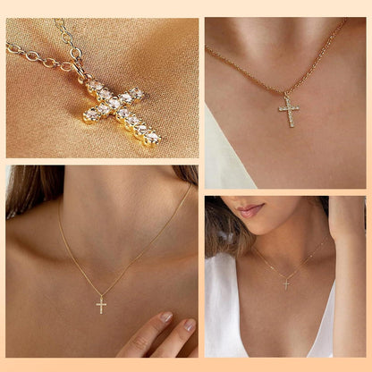 Lilbitty Kreuz Diamant Kette 14K Gold Layered Damen