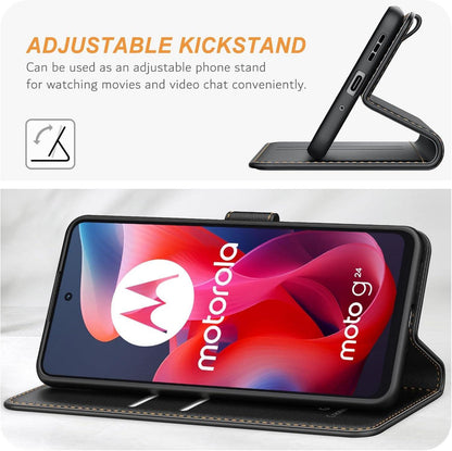 Handyhülle Motorola Moto G24 Premium Leder Schwarz Standfunktion