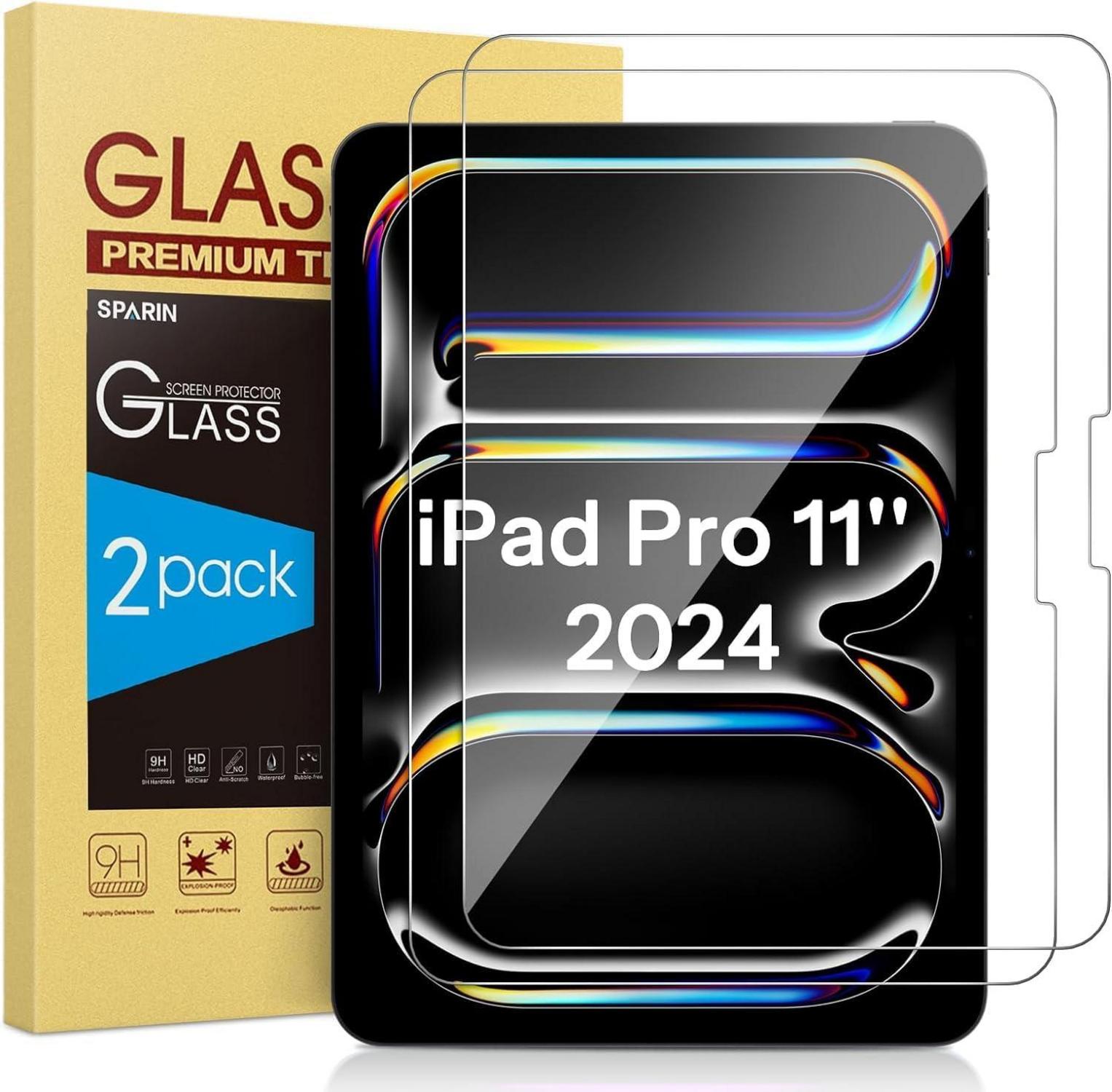 SPARIN Panzer Schutz Glas iPad Pro 11 M4 9H Härte 2 Stück