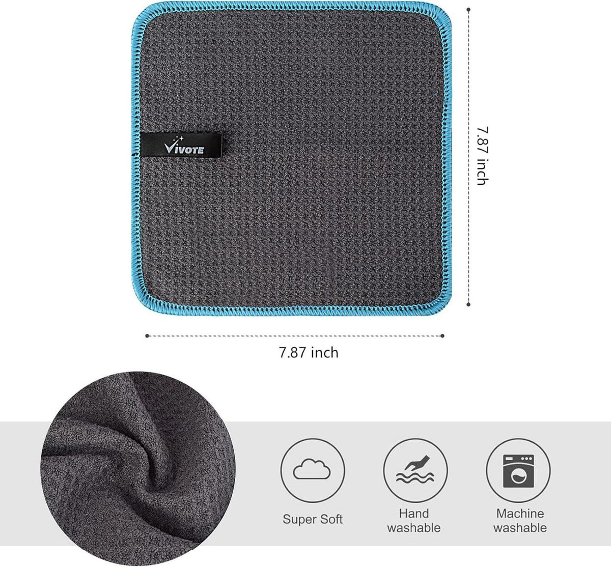 Mikrofasertuch Grau 20x20 cm 12er Set fusselfrei & saugstark