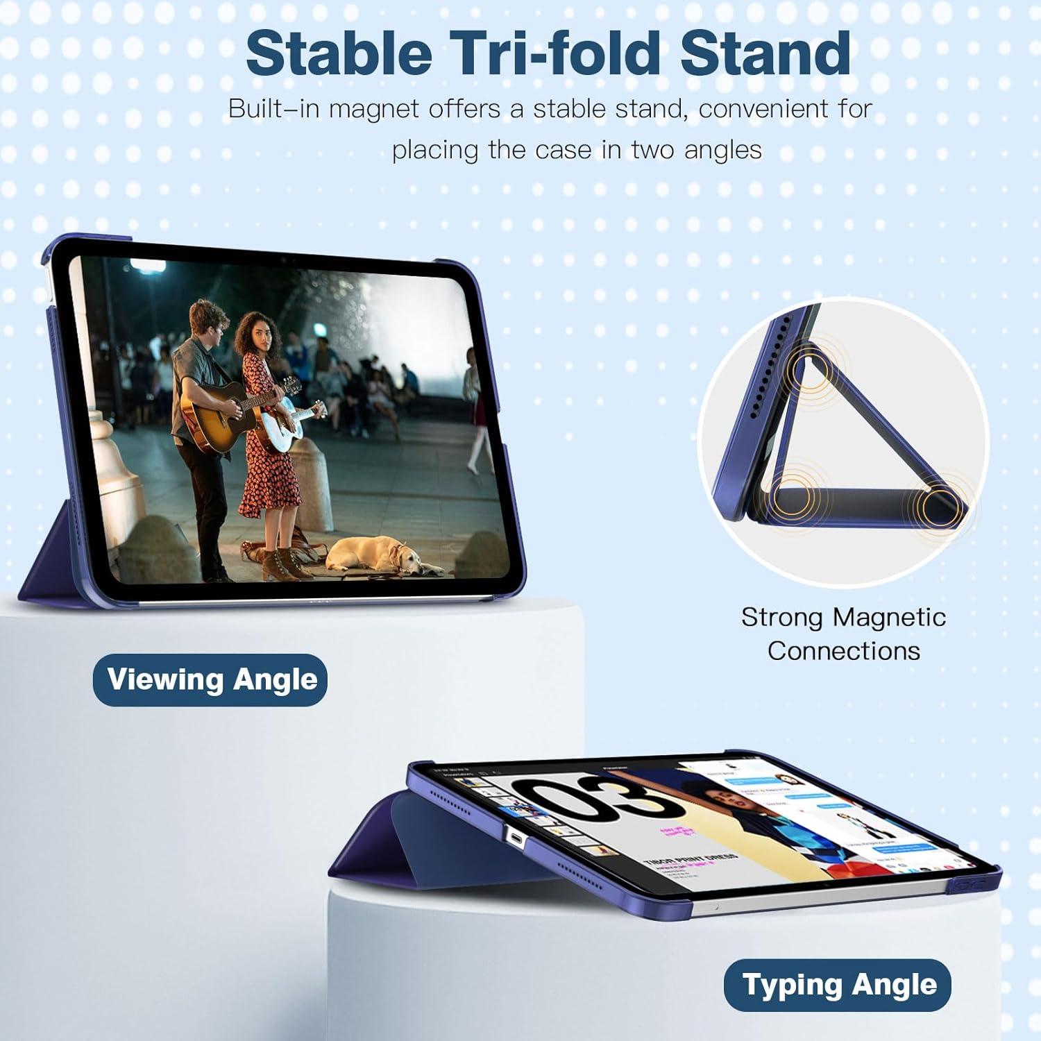 TiMOVO iPad 10 Generation 2022 Hülle mit Ständer und Displayschutz Blau