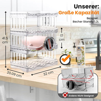 Flaschenregal für Küche Schrank Kühlschrank, 4 Schichten Stanley Cup