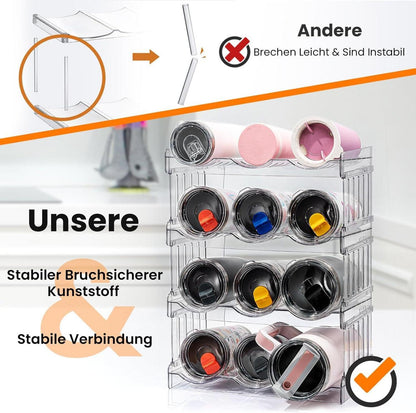 Gracenal Stapelbar Flaschenregal, Küche Schrank Organizer 4 Schichten, 1,2L Stanley Cup Zubehör